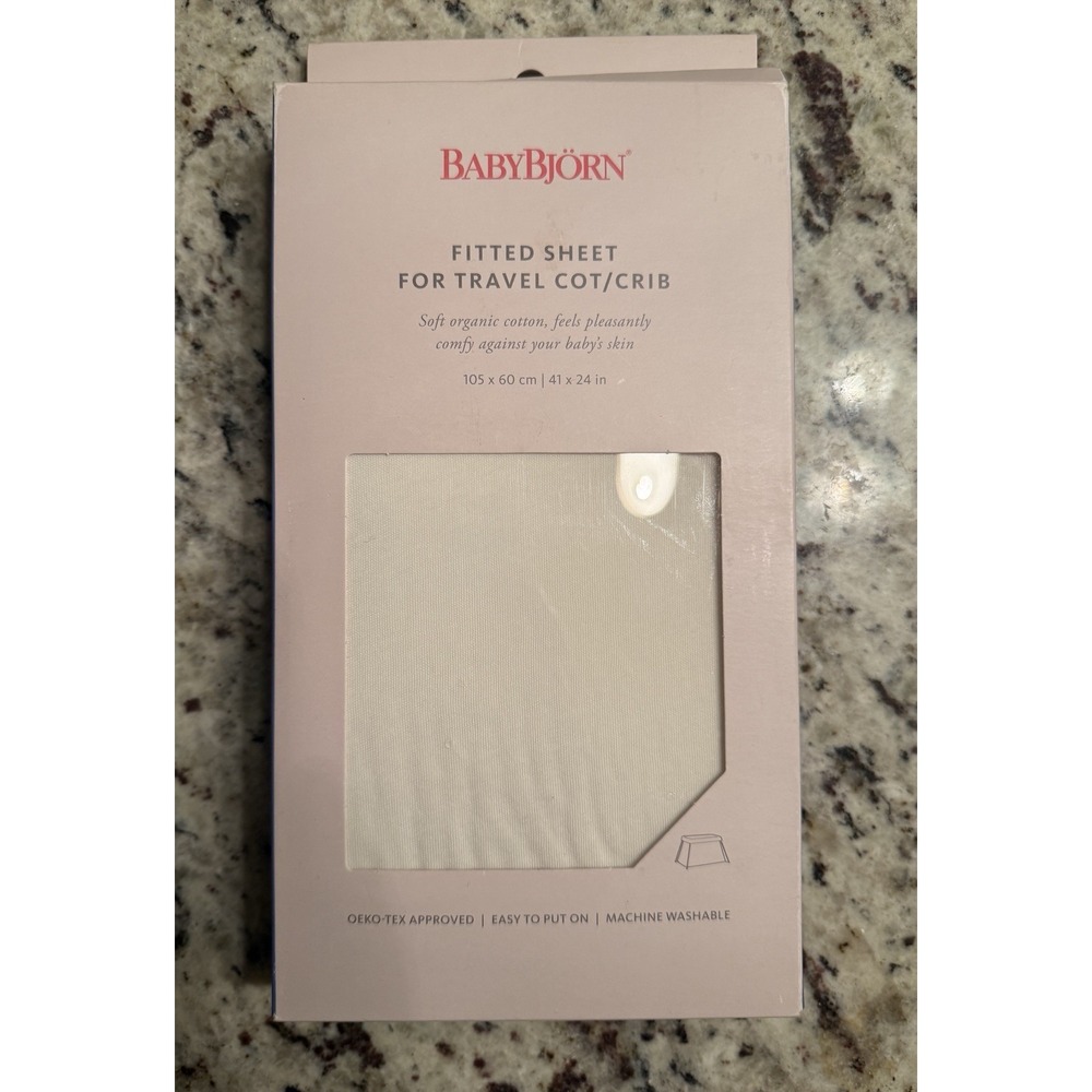 BabyBjorn Fitted Sheet for Travel Cot / Crib Natural White Organic Cotton NEW
